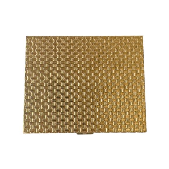 1960s Revlon Gold Plate Basket Weave Unused Love Pat RACHEL Powder Compact - Picture 1 of 10